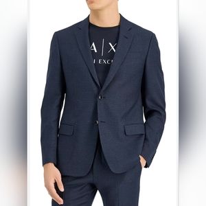 AX Armani Exchange Mens Micro-Houndstooth Wool Suit Jacket
